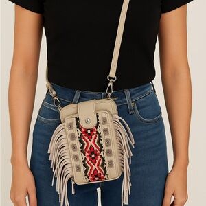 Aztec print wallet with straps